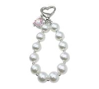 AOOOWER Fashion Pearls Hoop Heart Pendant Phone Case Straps Lanyard Pocket Keychain Strap Backpack Charm Car Key