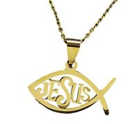 AOOOWER Fish Stainless Steel Necklace Ichthys Pendant Necklace Neck Jewelry Adjustable Chain Necklace for Women