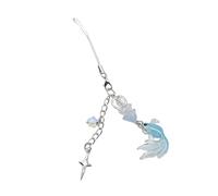 AOOOWER Gold Fish Bead Charm Keychain with Star and Flower Handmade Acrylic Keyring Pendant Fashion Accessory for Bags