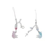 AOOOWER Gold Fish Bead Charm Keychain with Star and Flower Handmade Acrylic Keyring Pendant Fashion Accessory for Bags