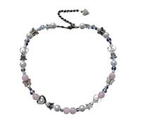 AOOOWER Handcrafted Acrylic Bead Heart Pendant Necklace with Sparkling Chain Fashionable and Stylish Neck Jewelry