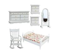 AOOOWER Handcrafted European Furniture Set 1/12 Scale Bed Bedside Cabinet For Collectors Display Miniature Bedroom