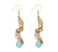 AOOOWER Leaf Shaped Ear Rings Green Stone Earrings Eardrops Unique and Stylish Jewelry Colorful