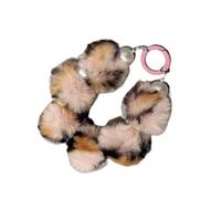 AOOOWER Leopard Print Plush Wristlet Keychain Key Ornament Soft & Lightweight Keyring Pendant for Fashionable Women