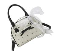 AOOOWER Modern Ribbon Bows Embellished Shoulder Bag Practical Polyester Construction Handbag For Everyday Convenience Reinforced Stitching Bows Handbag