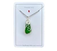 AOOOWER Sea Glass Pendant Necklace Wire Wrapped Beach Neckchain Ocean Themed Jewelry