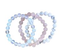 AOOOWER Set of 3 Healing Crystal Bracelet Set for Women Natural Stone Beaded Stretch Handchain Adjustable Wristchains