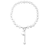 AOOOWER Simple Baroque Style Single Layer Imitation Pearls Necklace with Geometric Alloy Pendant for Fashion Forward Women