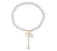 AOOOWER Simple Baroque Style Single Layer Imitation Pearls Necklace with Geometric Alloy Pendant for Fashion Forward Women