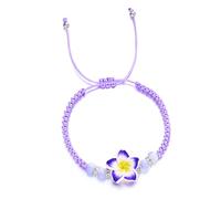 AOOOWER Soft Clay Plumeria Rubra Beach Jewelry Adjustable Braided Handchain Handmade Woven Cord Handchain Handmade Flower