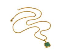 AOOOWER Square Natural Stone Pendant Necklace Geometric Gemstones Charm Neckchain for Women and Men Handmade