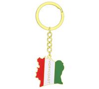 AOOOWER Stylish Ivorys Coast Map Flag Keyring Gold/Silver Color Keychain Ethnic Key Rings Accessory for Culture