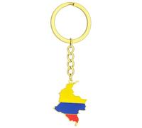 AOOOWER Stylish Map Flag Keyrings Gold/Silver Color Keychain Ethnic Key Rings Accessory for Culture