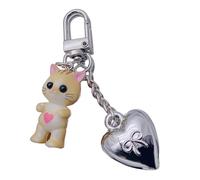 AOOOWER Sweet Cartoon Cats Heart Keychain Pendant Lovely Hangings Decorations Keyring Charm for Purse Bag Backpack