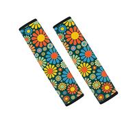 Aoopistc 2 Pcs Car Accessories Set Abstract Hippie Flower Print Shoulder Strap Pads Neoprene Seat Belt Padding Cover Universal & Comfortable Auto Seat Belt Pads Floral Auto Interior Decor