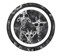 Aoopistc Grey Giraffe Pattern Car Steering Wheel Cover with Non Slip Material Universal Fit 14-15 Inch Auto Steering Wheel Protectors for Women and Men Gifts