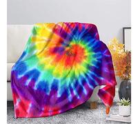 Aoopistc Rainbow Tie Dye Painting Throw Flannel Blanket Lightweight Soft Warm Fall Winter Spring Cozy Microfiber Bed Balnkets for Couch/Sofa/Chair Gift