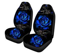Aoopistc Retro Blue Rose Car Seat Covers 2 Pieces Vehicle Protector Front Seats Covers Car Accessories Stretchy High Back Bucket Seat Cover for Women