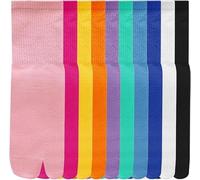 AOOPOO 10 Pairs Flip Flop Socks, Elastic Tabi Socks Cotton Split Two Toe Socks Non Slip Ankle Socks with Toes for Women