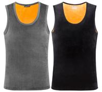 AOOPOO 2 Pack Men's Thermal Vest, Double-Sided Velvet Thermal Vest for Winter, Moisture-Wicking Men's Thermal Fleece Lined Underwear Tops Tank Top for Warming