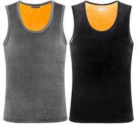 AOOPOO 2 Pack Men's Thermal Vest, Double-Sided Velvet Thermal Vest for Winter, Moisture-Wicking Men's Thermal Fleece Lined Underwear Tops Tank Top for Warming