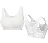 AOOPOO 2 Pack Posture Correction Bra, Underwired, Postural Support, Breathable, with Front Closure, for Women, for Sport, Yoga White