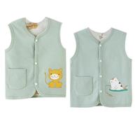 AOOPOO 2 PCS Baby Toddler Kids Double Sided Vests Spring Autumn Cotton Thin Sleeveless Jacket Kids Vest with Snap Button with Cartoon Pattern