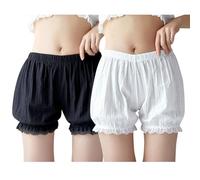AOOPOO 2PCS Women's Ruffled Frilly Lace Shorts Pants Knickers Shorts Burlesque Bloomers Dance Shorts Anti Chafing Shorts Cycling Shorts Women Holiday Essentials for Women