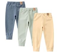 AOOPOO 3 Pack Boys Winter Thick Fleece Lined Leggings Toddler Kids Cotton Full Length Warm Pants Trousers Boys Girls Sweatpants Soft Basic Athletic Active Jogger School Pants 0-8 Years