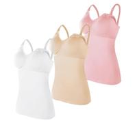 AOOPOO 3 Pack Pregnant Cami, Women's Cotton Nursing Tank Top Maternity Camisole for Breastfeeding, Women's Nursing Long Top Camisole Without Steel Ring with Pad Front Buckle Feeding