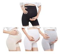 AOOPOO 4 Pack Maternity Shorts Over Bump Anti Chafing Pregnant Shorts Belly Support Shorts Panties Modal Cotton Leggings Knickers Women Plus Size Underskirt Shorts High Waist Safety Shorts