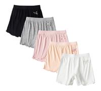 AOOPOO 5 Pack Girls Cotton Boxers Knickers, Soft Modal Boyshort Underwear Shorts Kids Dance Shorts Knickers Set, School Gym Sports Yoga Cycling Short for Girls 2-15 Years Multicolor