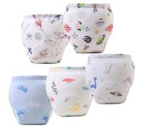 AOOPOO 5 PCS Potty Training Pants Underwear, 100% Cotton Leakproof Reusable Underwear, Absorbent Toddler Washable Toilet Training Pants for Boys Girls 0-24 Months