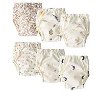 AOOPOO 6 Packs Potty Training Pants, Cotton Learning Pants Baby Waterproof Diapers Pocket Diapers, Boys Training Pants, 100% Cotton Toddler Training Pants for 0-2 Years