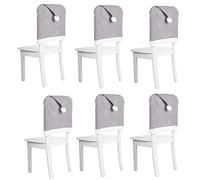 AOOPOO 6 PCS Christmas Chair Covers, Red Grey Santa Claus Hat Dining Chair Covers, Washable Non-woven Fabric, Fits Most Chairs, Ideal for Christmas Parties