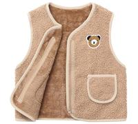 AOOPOO Baby Girl Boy Sherpa Fleece Vest, Solid Color Stylish Thicken Fall Winter Vest Outerwear Unisex Kids Toddlers Polar Fleece Gilet Zipper Warm Sleeveless Gilet Body Warmer