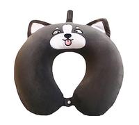 AOOPOO Kids Travel Pillow, Animal Neck Support U Shaped Cushion Plush for Airplane Train, Children Neck Pillow Chin & Neck Support Cushion with Animal Super Soft Cover Travel Partner (Huskies)