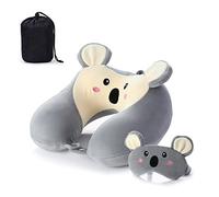 AOOPOO Memory Foam Travel Pillow Kids Neck Pillow Cute Animal Shape Neck Pillow Headrest Baby Travel Sleeping Pillow with Eye Cover Storage Bag for Home, Office, Camping, Travelling, Sleeping (Koala)