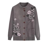 AOOPOO Middle-Aged and Elderly Knitted Cardigan Sweaters - Old Lady Casual Top Grandma Wear Cardigan Coat Jacket Clothing Women's Spring and Autumn Mother Wear Warm Sweater Khaki