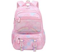 AOOPOO School Bag Girl Kids Backpack, Cute Rainbow Butterfly Refrigerator Door School Bag - Large Capacity Kawaii Waterproof Backpack with Chest Strap for Primary Junior High