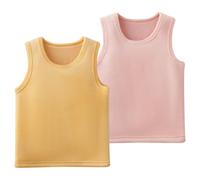 AOOPOO Set of 2 Kids Girls Boys Solid Colors Thermal Undershirt, Winter Warm Fleece-Lined Sleeveless Vest T-Shirt Top Underwear Kids Thermal Tank Top for Girls Boys 2-13 Years