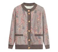 AOOPOO Thick Warm Grandma Winter Sweater Cardigan, Women's Embroidered Cashmere Coat Middle-Aged Elderly Mother Knitted Jacket, Classic Chunky Winter Old Lady Knitwear Khaki