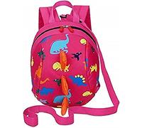 AOOPOO Toddler Kids Dinosaur Backpack Cartoon Backpack Safety Anti-Lost Strap Rucksack with Harness Reins Walking Nursery School Bag Lunch Pouch Daypack for Baby Girls Boys 1-6 Years Gifts (Pink)