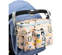 AOOPOO Universal Pram Organiser, Multi-Function Changing Organizer Waterproof Baby Stroller Bag Organizer with Cup Holder, Must-Have Pram and Stroller Accessory