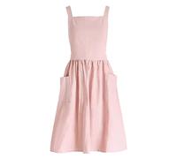 AOOPOO Women Apron Japanese Style X Shape Cotton Aprons Halter Cross Back Bandage with Big Pockets Solid Color Literature Art Casual Bib for Cooking Chef Cafe Flower Shop