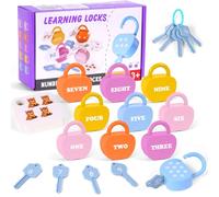 AOOSA 10 Set Unlock Key Toys, Locks and Key Toys for Toddlers 3+, Montessori Early Education Key Digital Unlock Toy, Lock and Key Toy to Develop Fine Motor Skills, Graphic Pairing Cognition