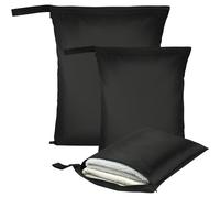 AOOSA 3PCS Wet Bags for Baby Items, Wet Swimsuits, Beach, Camping(Black)