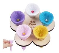 AOOSA 4 PCS Bee Insect Drinking Cup, Colorful Bee Drinking Cups, Bee Feeder for Thirsty Pollinators Bee Cups, Bees Safe Places to Drink, Resin Bee Cups for Garden Decor (A)