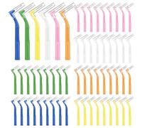 AOOSA 60Pcs Interdental Brushes, 6 Sizes Dental Brushes, Soft Bristles Dental Floss Brushes with Angled Head & Non-Slip Handle for Braces Wearers, Teeth Gaps Cleaning, Oral Care (6 Colors)