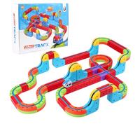 AOOSA 68pcs Electric Train Set, Magnetic Rail Train Set, with Gravity-Defying Motorized Train, 3D Embedded Layouts Train Track Set, Birthday Gifts for Boys & Girls Age 3+